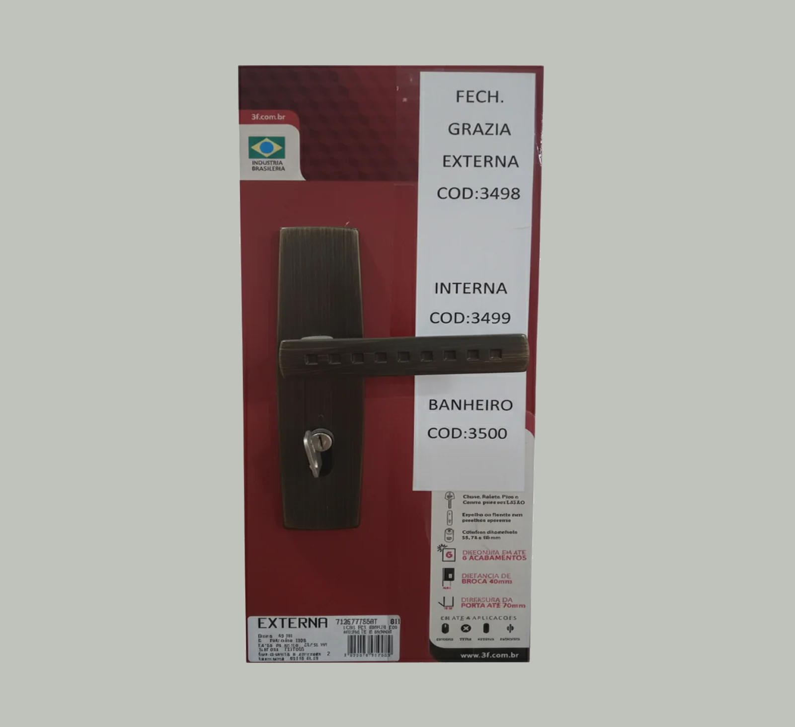 FECHADURA RES GRAZIA ESP CIL 55 ANT - COD: 3498